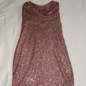 strapless sparkly pink dress